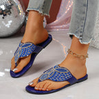 Damen Sandalen mit glitzerndem Blumenmuster und komfortabler Fußbettung R&B