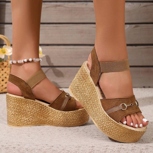 Damen Wedge-Sandalen mit luxuriösen Riemen und rutschfester Sohle R&B