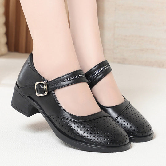 Damen Mary Jane Komfort Schuhe mit atmungsaktiver Oberflächengestaltung und elegantem Riemchen R&B