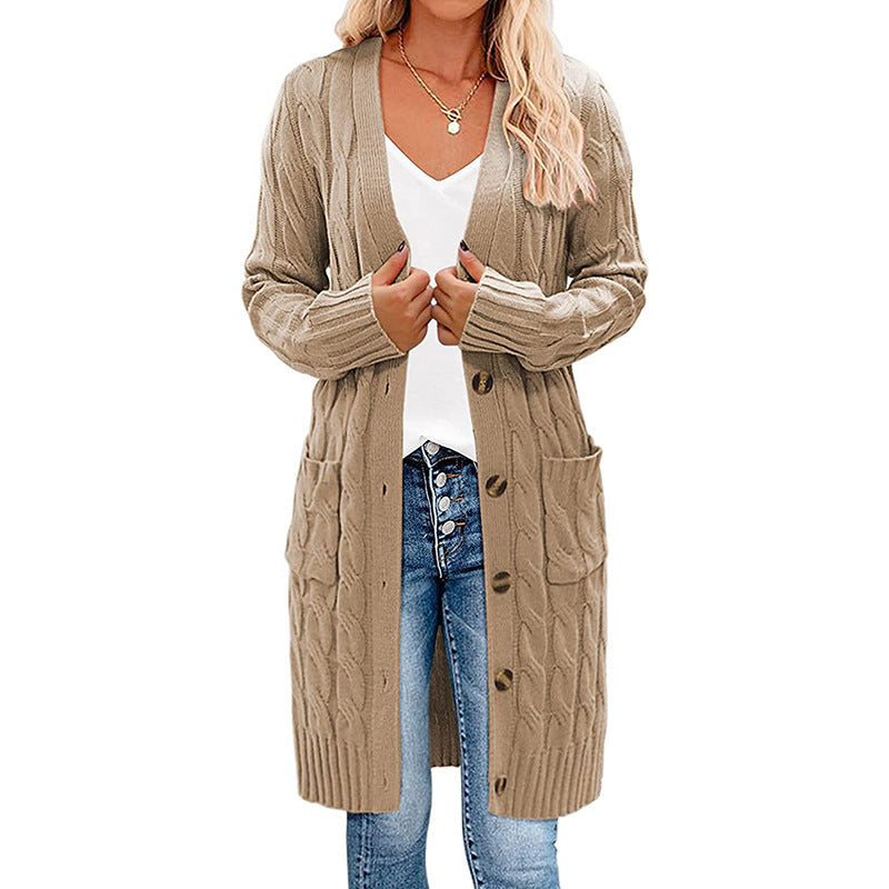 Damen Strickjacke mit Kabelmuster und Taschen R&B