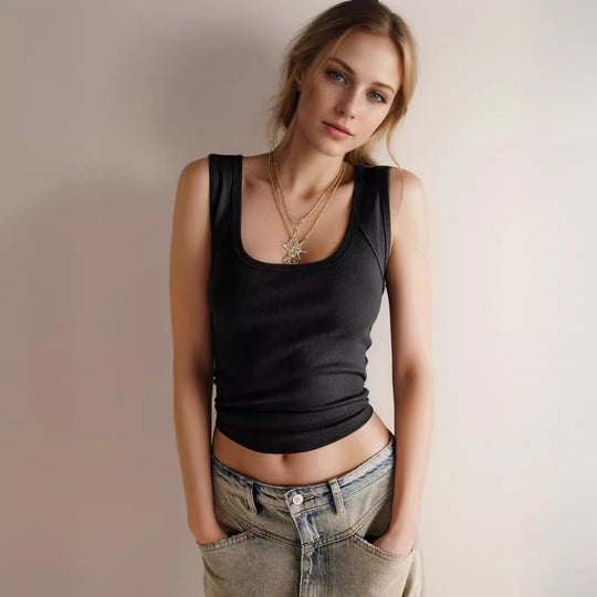 Damen Rippshirt mit schmalen Trägern und figurbetonter Passform R&B
