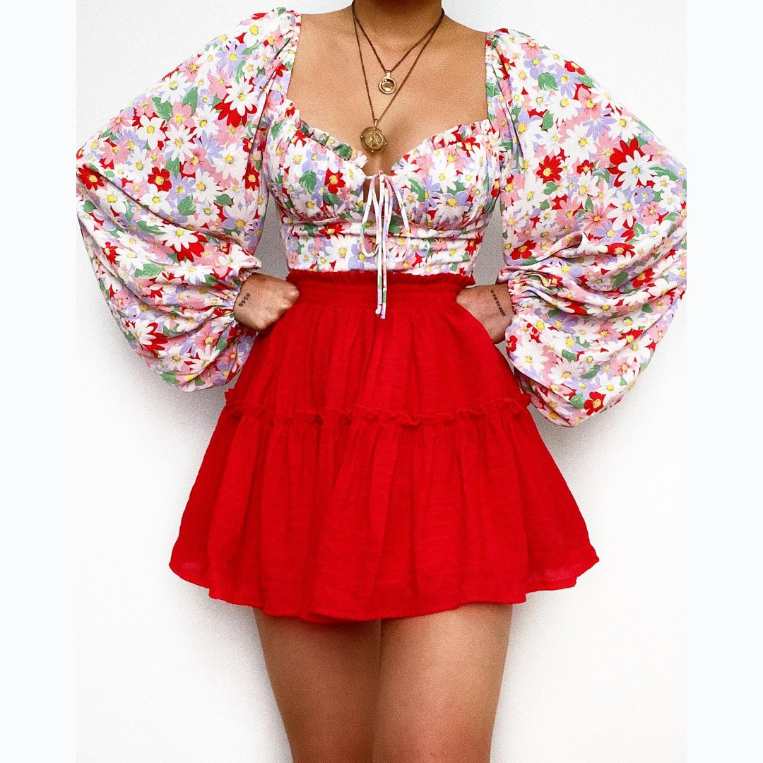 Damen Bluse mit Puffärmeln und floralem Muster R&B