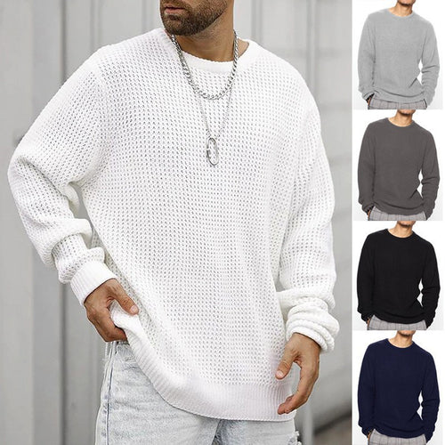 Herren komfortabler Strickpullover mit modischem Wabenmuster R&B