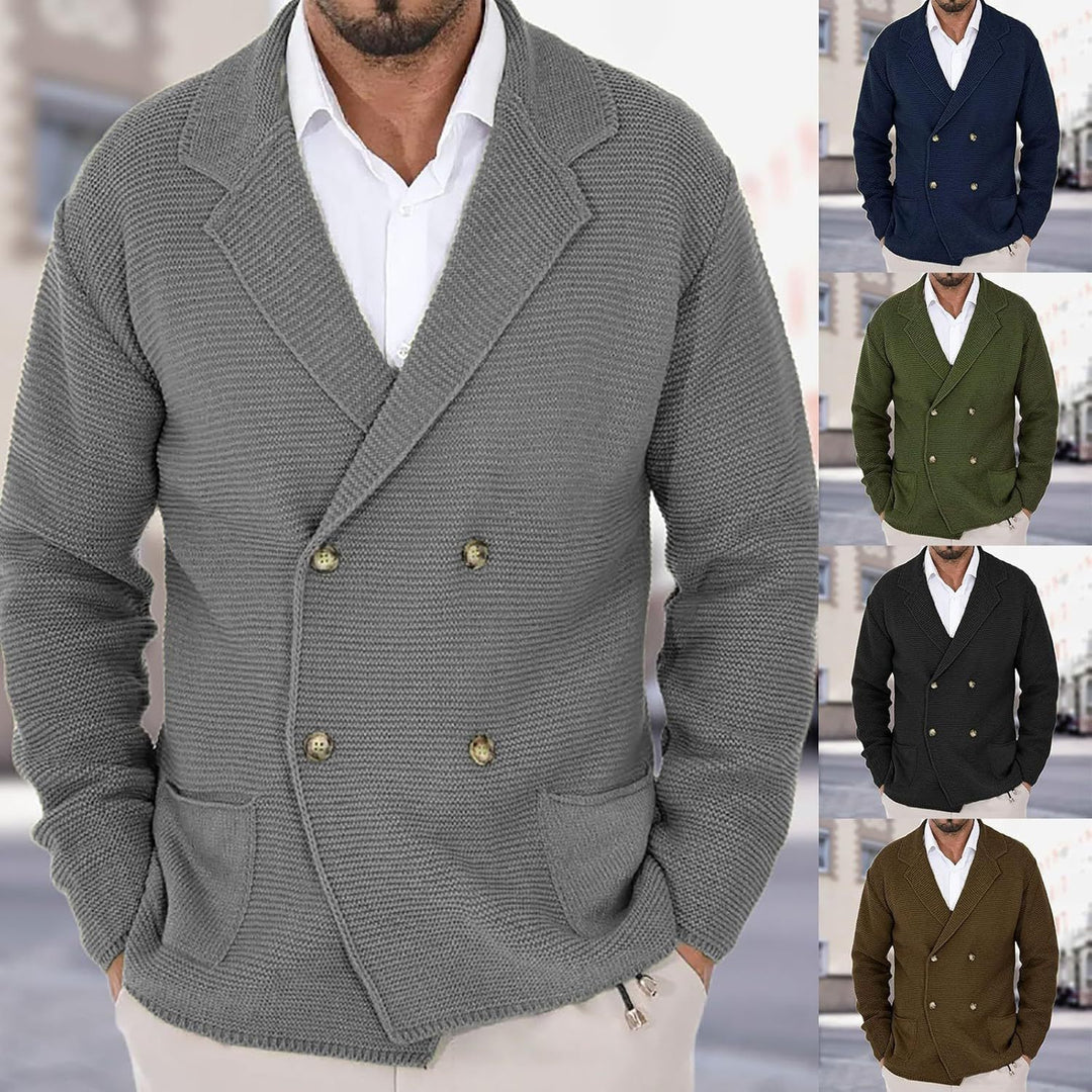 Herren Strickjacke mit doppelter Knopfleiste und modernen Taschen R&B