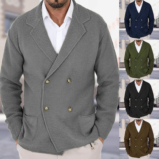 Herren Strickjacke mit doppelter Knopfleiste und modernen Taschen R&B