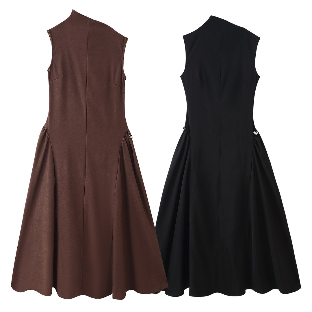 Damen ärmelloses Abendkleid mit asymmetrischem Schnitt und elegantem Fall R&B