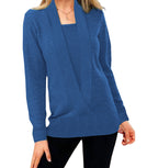 Damen eleganter Pullover mit tiefem V-Ausschnitt und leichtem Strukturdesign R&B