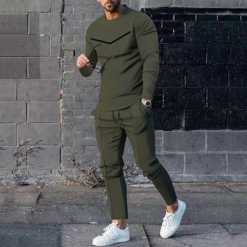 Herren Sportliches Freizeit-Set mit atmungsaktivem Langarmshirt und bequemen Jogginghosen R&B