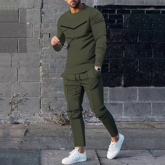 Herren Sportliches Freizeit-Set mit atmungsaktivem Langarmshirt und bequemen Jogginghosen R&B