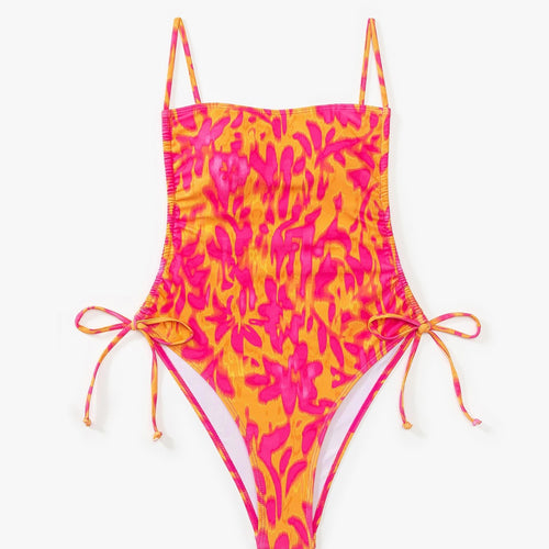 Damen Schwimmanzug mit kreativem floralen Muster und verstellbaren Trägern R&B