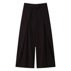 Damen weit geschnittene Culotte-Hose mit eleganten Falten und hohem Bund R&B
