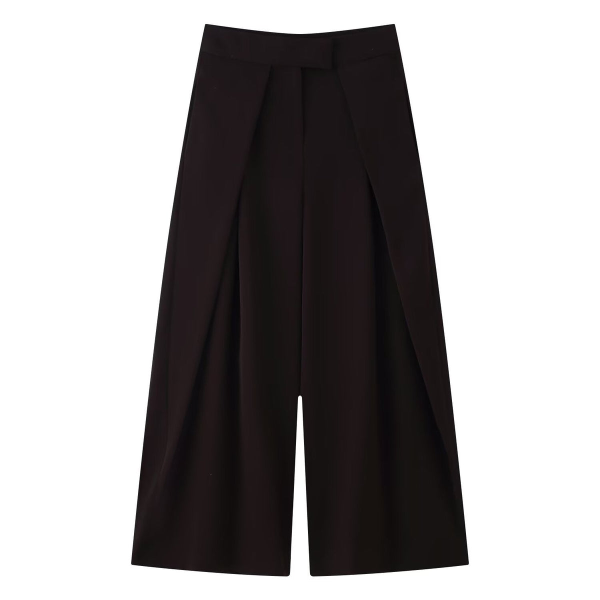 Damen weit geschnittene Culotte-Hose mit eleganten Falten und hohem Bund R&B