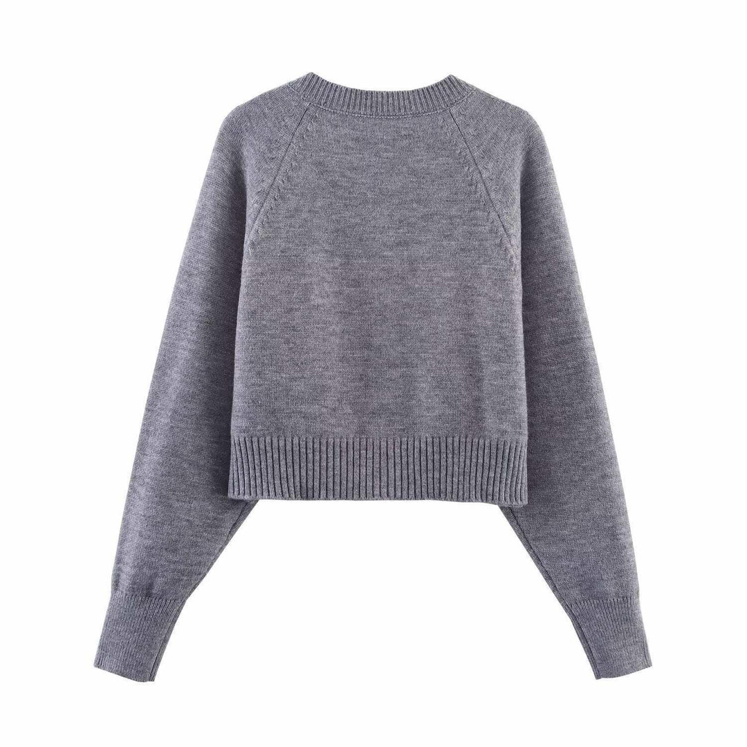 Damen cropped Strickjacke mit Knopfdetails und elastischem Bund R&B