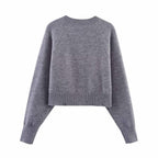 Damen cropped Strickjacke mit Knopfdetails und elastischem Bund R&B