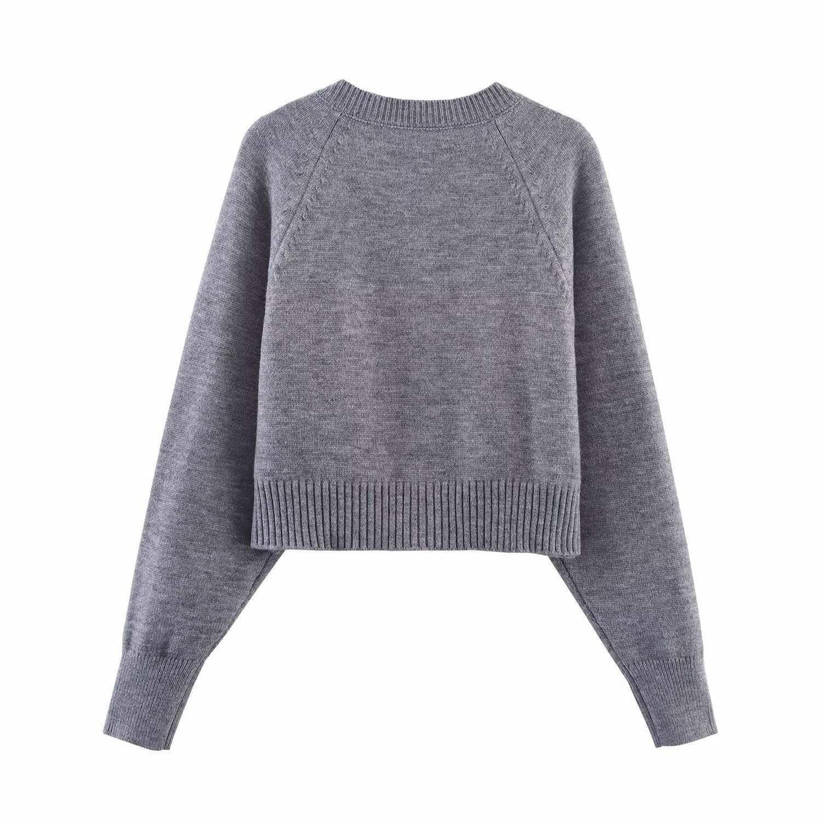 Damen cropped Strickjacke mit Knopfdetails und elastischem Bund R&B