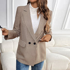 Damen elegante Karo-Blazerjacke R&B