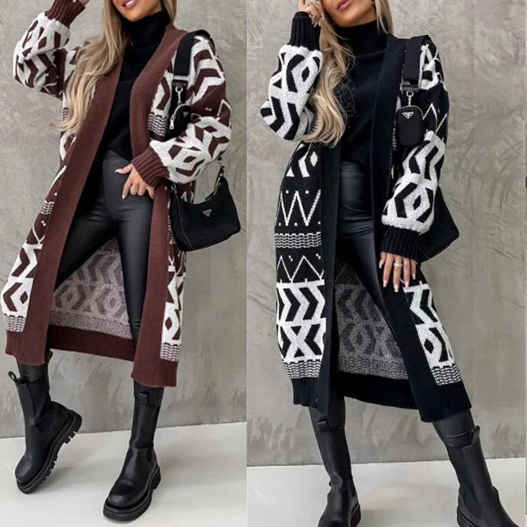 Damen Strickjacke mit geometrischem Muster