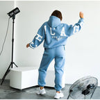 Damen Lässiger Oversize-Sweatanzug mit Kapuze und elastischem Bund R&B