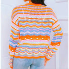 Damen Strickpullover mit buntem Zickzackmuster R&B