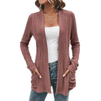 Damen modische Strickjacke mit offenen Front und praktischen Taschen R&B