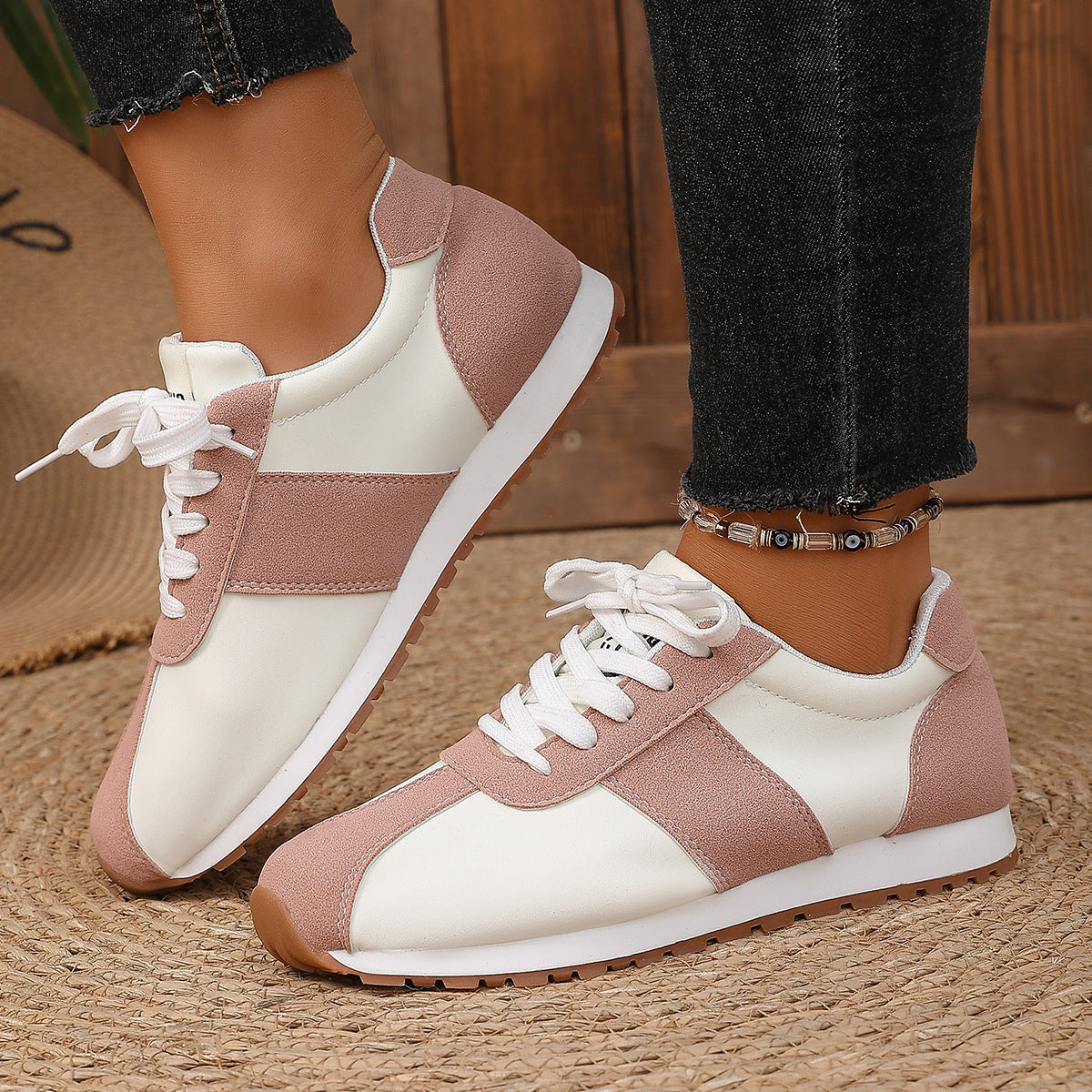 Damen Sportliche Freizeit Sneakers mit strapazierfähigem Obermaterial und rutschfester Sohle EB