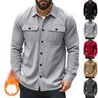 Herren lässige Button-Down Hemdjacke mit zwei seitlichen Brusttaschen und klassischem Kragen R&B