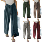 Damen elegante Palazzo-Hose mit stylichem Bindegürtel und hohem Bund R&B
