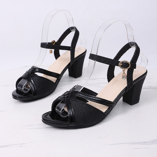 Damen Glamouröse High Heels mit transparentem Riemen und funkelndem Design R&B