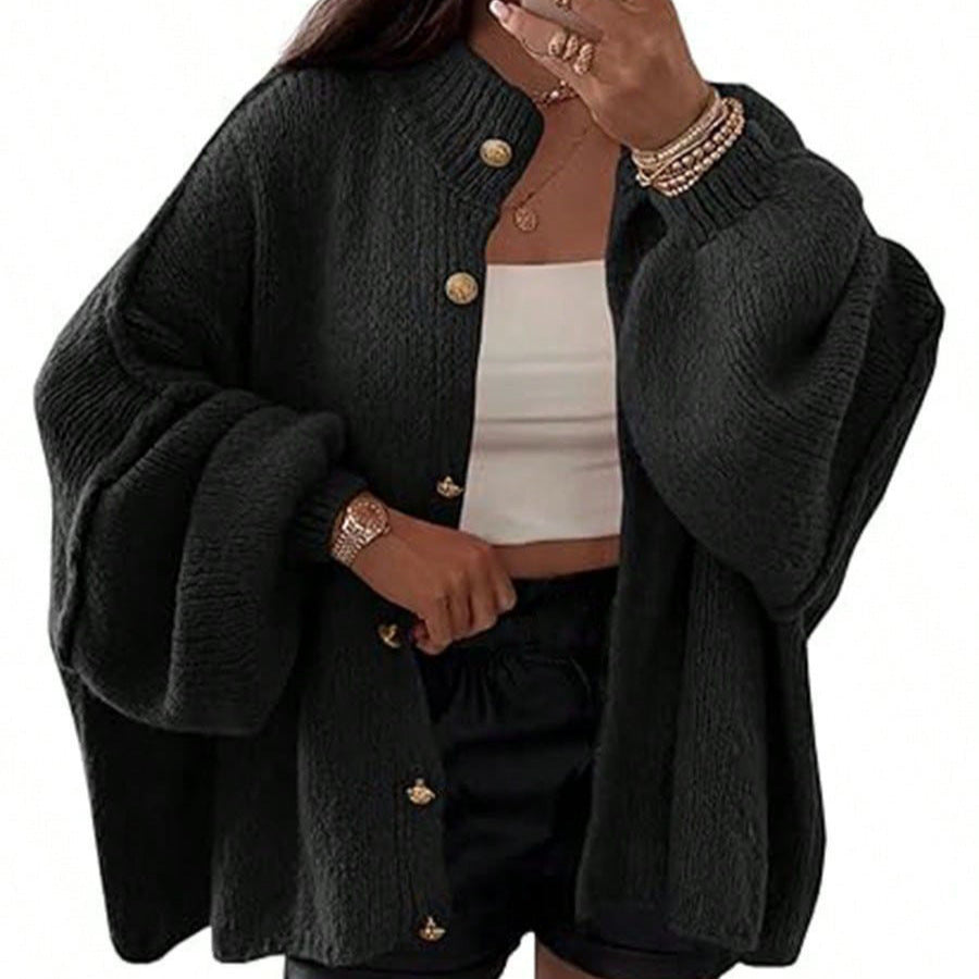 Damen Flauschige Strickjacke mit überschnittenen Schultern R&B