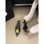 Damen stilvolle Mules mit elastischen Riemchen R&B