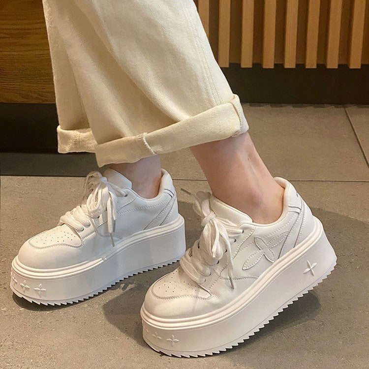 Damen modische Plateau-Sneaker mit dämpfender Sohle und atmungsaktivem Obermaterial R&B