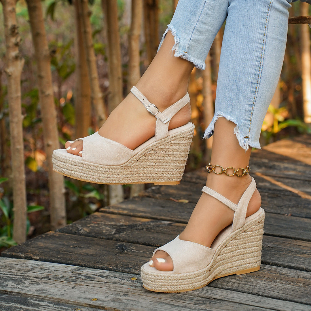 Damen Wedge-Pantoletten mit eleganter Schnallenverzierung R&B