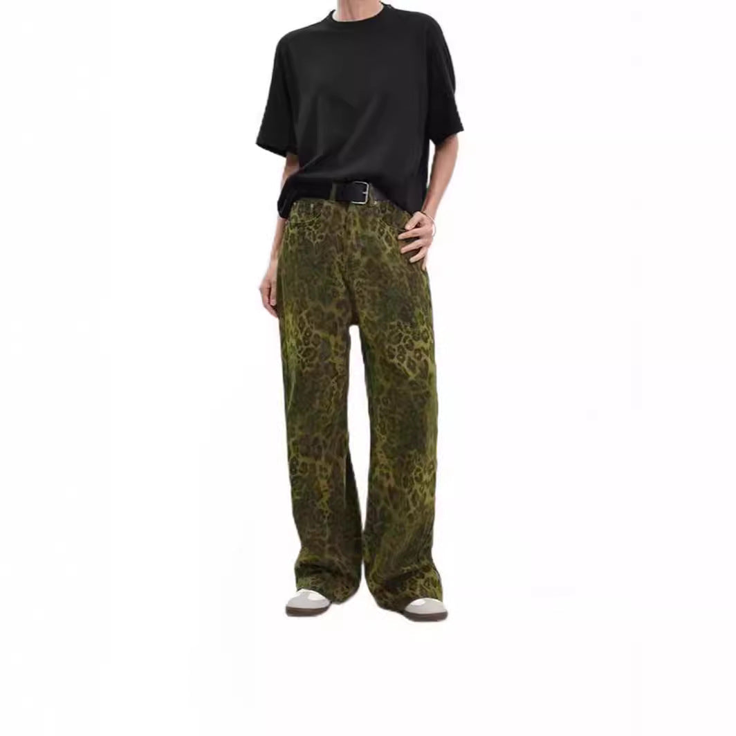 Damen Weit geschnittene Leoprint-Hose mit flexiblem Bund und modischem Design R&B