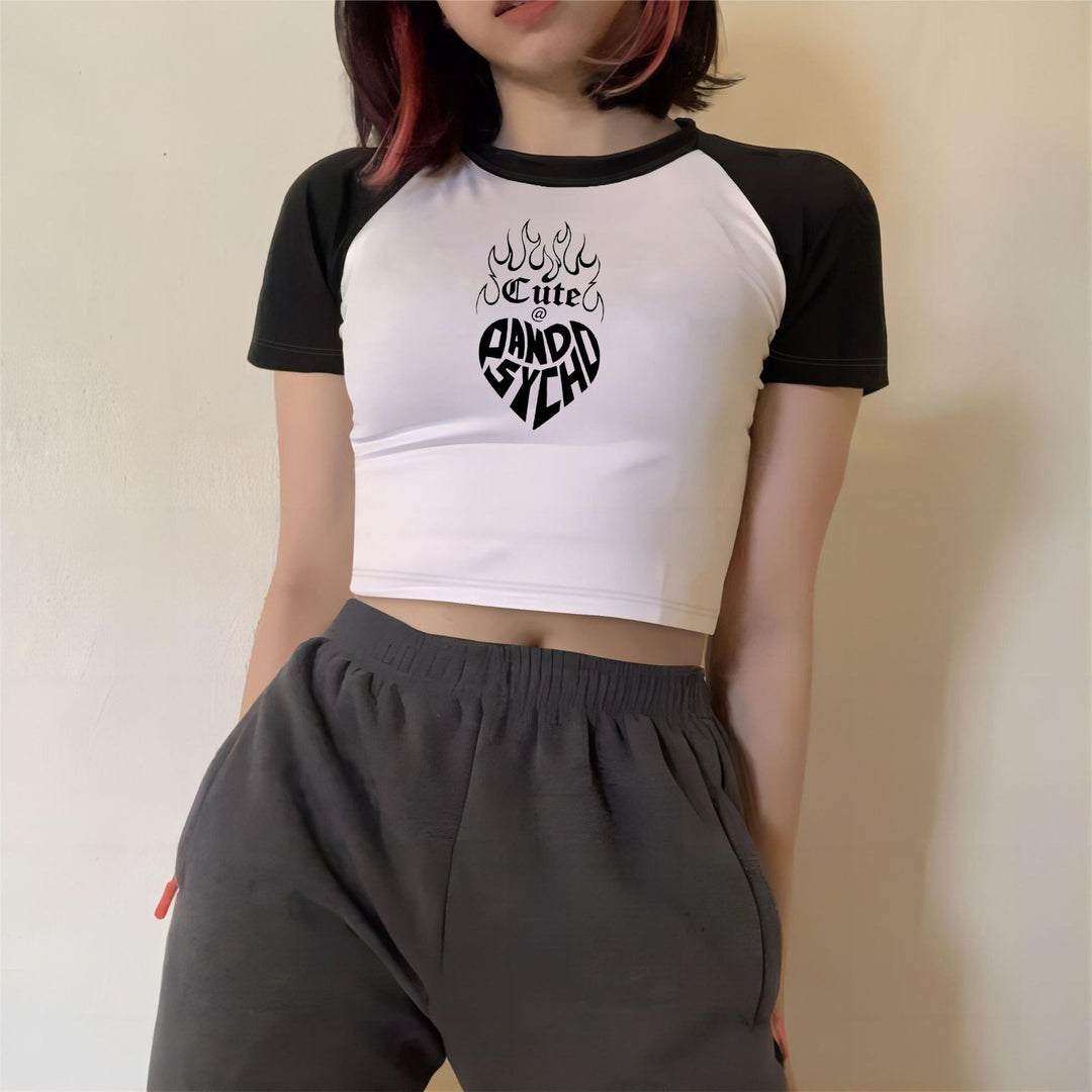 Damen Crop-Top mit motivierendem Schriftzug und lässigem Schnitt R&B