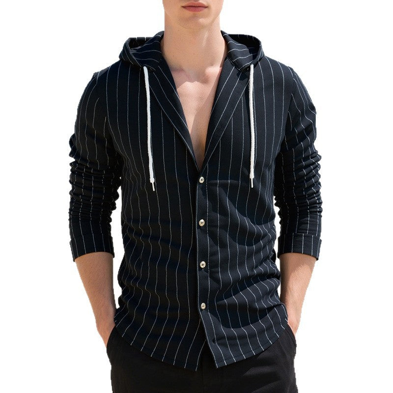 Herren modische Kapuzenjacke mit strukturierter Oberfläche und Knopfleiste R&B