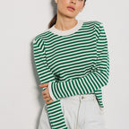Damen gestreifter, lässiger Pullover aus hochwertigem Baumwollmix R&B