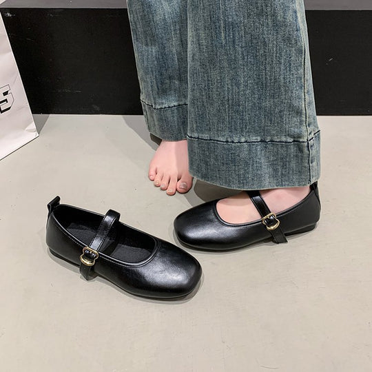 Damen komfortable Ballerinas mit verstellbarem Riemen und elegantem Schnallenakzent R&B