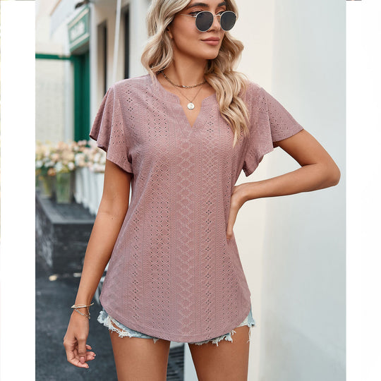 Damen Luftiges Blusenshirt mit effektvollem Lochmuster R&B