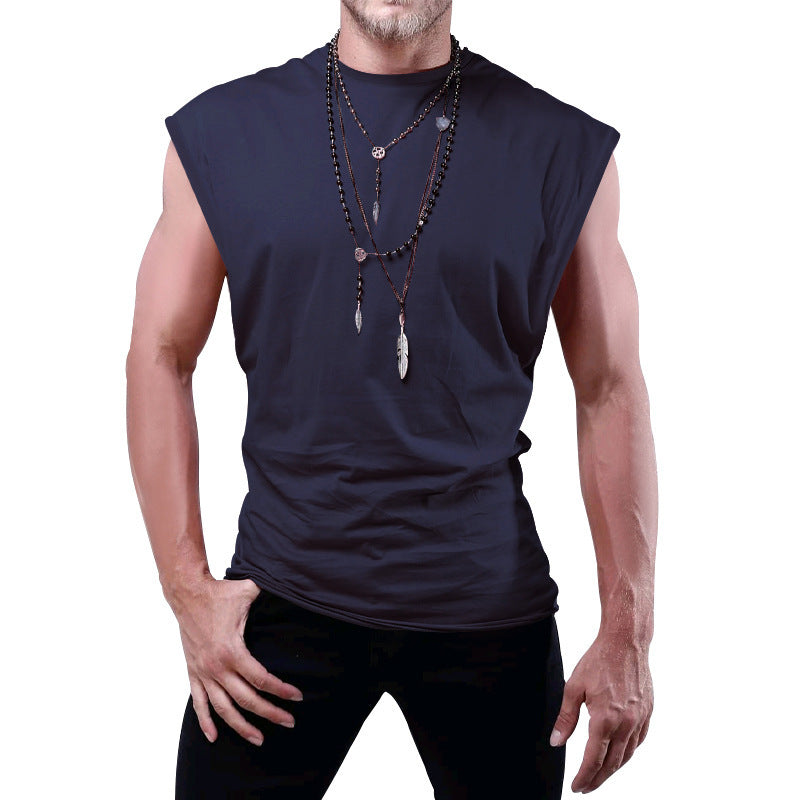 Herren nan tailliertes ärmelloses Muskelshirt aus Baumwollmix mit breiten Schulterpartien R&B