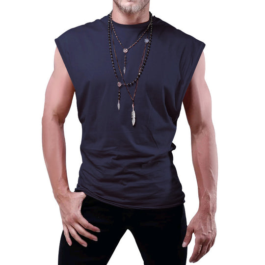 Herren nan tailliertes ärmelloses Muskelshirt aus Baumwollmix mit breiten Schulterpartien R&B