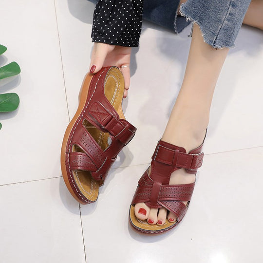 Damen bequeme Klettsandalen mit anatomischem Fußbettdesign R&B