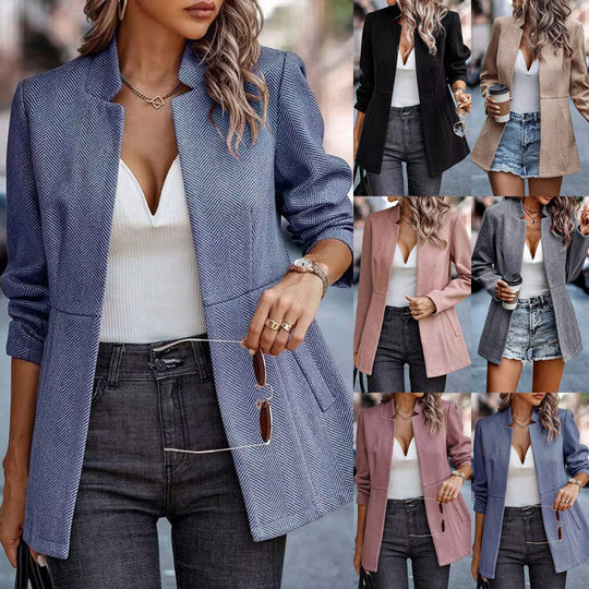 Damen Herringbone Blazer mit strukturiertem Schnitt R&B