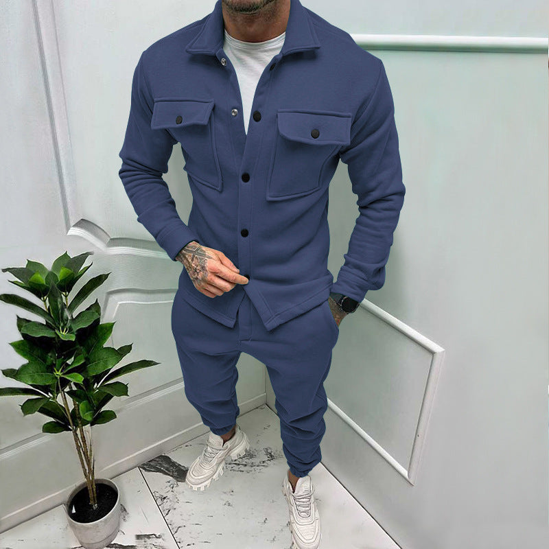 Herren modischer Freizeitanzug mit praktischen Taschen und modernem Schnitt R&B
