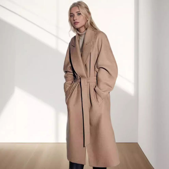Damen eleganter Duster-Mantel mit geräumigen Taschen und modernem Schnitt R&B