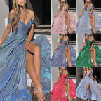 Damen Glamouröses Abendkleid mit schimmerndem Oberteil und floralen Verzierungen R&B