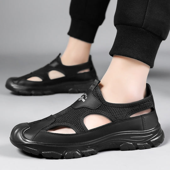 Damen Mesh-Sandalen mit rutschfester Laufsohle und verstellbarem Riemen R&B