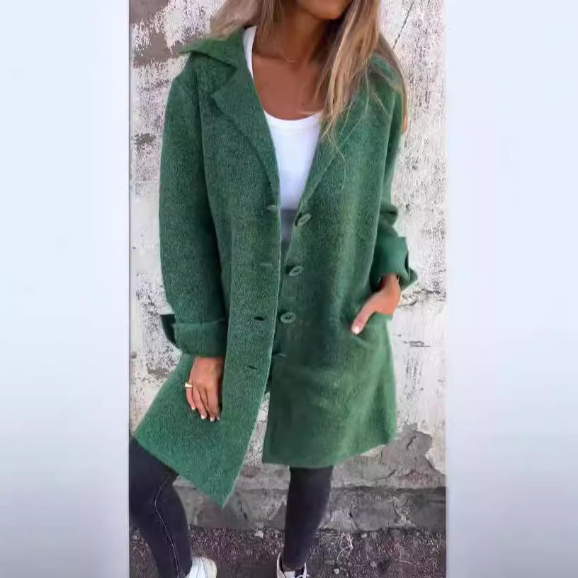 Damen eleganter Wollmantel mit praktischen Taschen R&B