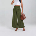 Damen Weit geschnittene Palazzo-Hose mit elastischem Bund und praktischen Taschen R&B