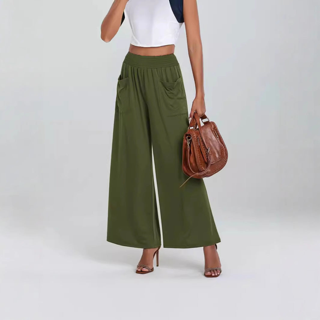 Damen Weit geschnittene Palazzo-Hose mit elastischem Bund und praktischen Taschen R&B