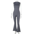 Damen Fließender Jumpsuit mit ausgestellt Bein R&B